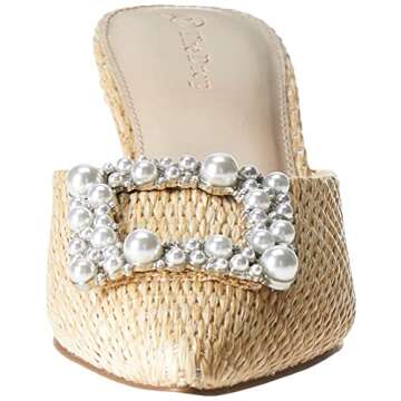 The Drop Women's Skylar Buckle Mule - Chic Raffia Slip-Ons