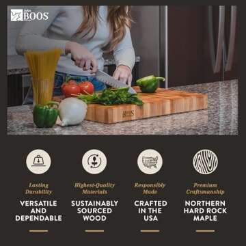 John Boos Block Large Reversible Wood Chopping Board, CCB Series, 24"x18"x2.25", Maple