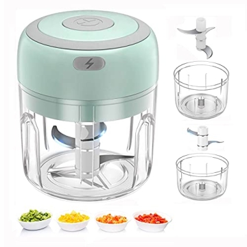 Electric Mini Food Chopper, Rechargeable Small Food Processor for Garlic, Puree, Onion, Herb, Veggie...