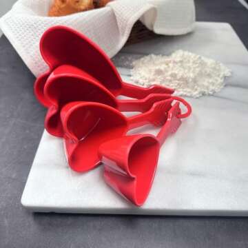 Supreme Housewares Heart Measuring Cups and Spoons Set for Indoors Outdoors Use, Party, Wedding, Birthday, Valentine's day and Everyday Use