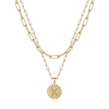 Yoosteel Gold Layered Necklace for Women, 14K Gold Plated Dainty Paperclip Link Chain Necklace Layer...