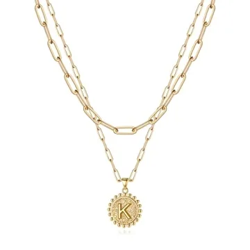 Yoosteel Gold Layered Necklace for Women, 14K Gold Plated Dainty Paperclip Link Chain Necklace Layer...