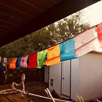 Tibetan Prayer Flags - Pack of 100 (10In x 11In) Indoor Outdoor Buddhist Meditation Flag Satin Affirmation Windhorse Prayer Flags