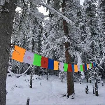 Tibetan Prayer Flags - Pack of 100 (10In x 11In) Indoor Outdoor Buddhist Meditation Flag Satin Affirmation Windhorse Prayer Flags