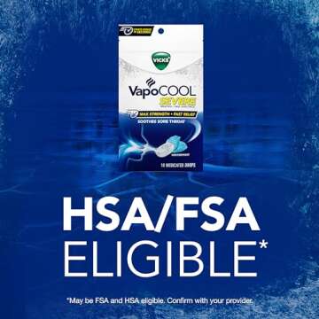Vicks VapoCool Severe Medicated Sore Throat Drops, Max Strength Menthol, Soothes Sore Throat Pain, Winterfrost Flavor, 45ct