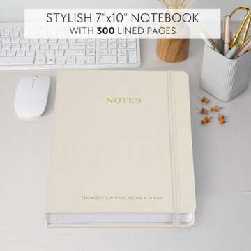 ZICOTO Aesthetic Thick Notebook Journal For Women 7" x 10" - Modern Linen Hardcover Note Book With 3...