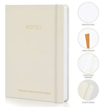 ZICOTO Aesthetic Thick Notebook Journal For Women 7" x 10" - Modern Linen Hardcover Note Book With 300 Lined Pages - Perfect For Writing And Staying Organized at Work or School