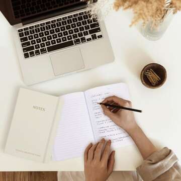 ZICOTO Aesthetic Thick Notebook Journal For Women 7" x 10" - Modern Linen Hardcover Note Book With 300 Lined Pages - Perfect For Writing And Staying Organized at Work or School