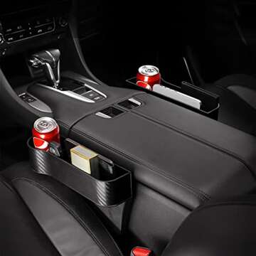 2 Packs Car Seat Gap Filler Organizer, Multifunctional Seat Gap Storage Box with Cup Holder, Console Side Extra Pouchs with USB Car Charger, Auto Accessories for Cellphone Wallet Key