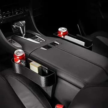 2 Packs Car Seat Gap Filler Organizer, Multifunctional Seat Gap Storage Box with Cup Holder, Console Side Extra Pouchs with USB Car Charger, Auto Accessories for Cellphone Wallet Key