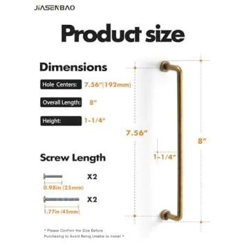 JIASENBAO Antique Brass Cabinet Bar Pulls 7.56" Hole Center 5 Pack Classic Vintage Retro Drawer Hand...