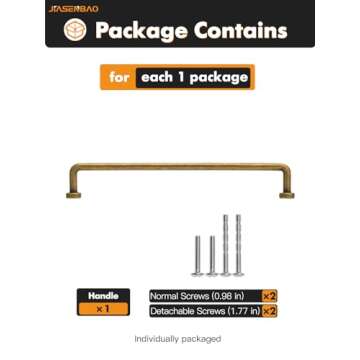 JIASENBAO Antique Brass Cabinet Bar Pulls 7.56" Hole Center 5 Pack Classic Vintage Retro Drawer Handles Kitchen Cupboard Bathroom Dresser Cabinet Hardware