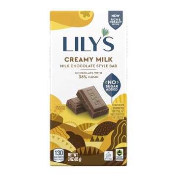 LILY'S Creamy Milk Chocolate Style No Sugar Added, Sweets Bar, 3 oz