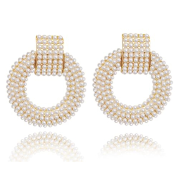 Pearl Drop Earrings for Women 18K Plated Real Gold S925 Sterling Silver Posts Cluster Pearl Dangle C...