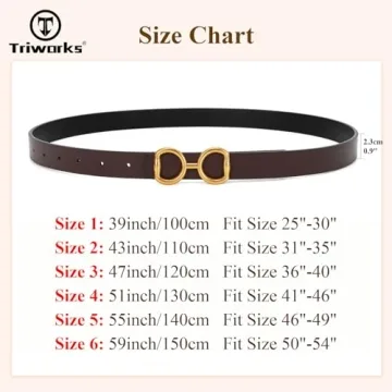 TRIWORKS Women Leather Belt Reversible with Gold Buckle