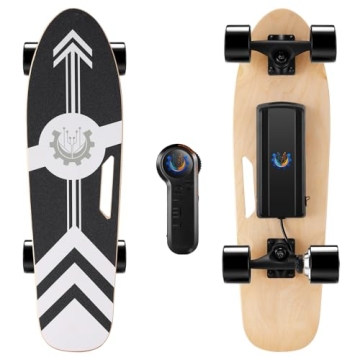 CAROMA 350W Electric Skateboards for Adults Teens, 27.5" 7 Layers Maple Electric Longboard with Remo...