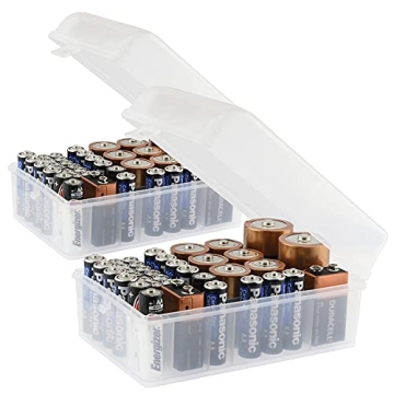 GlossyEnd 37-Slot Battery Storage Box Set - Organize & Protect Your Batteries