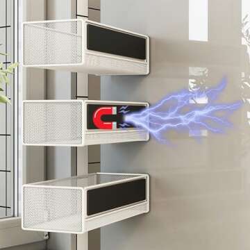 LIFEFAN Magnetic Basket Organizer Holder for Fridge Magnetic Storage Bin Box Containers for Refriger...