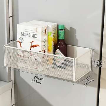 LIFEFAN Magnetic Basket Organizer Holder for Fridge Magnetic Storage Bin Box Containers for Refrigerator Whiteboard Classroom (Large, Black)