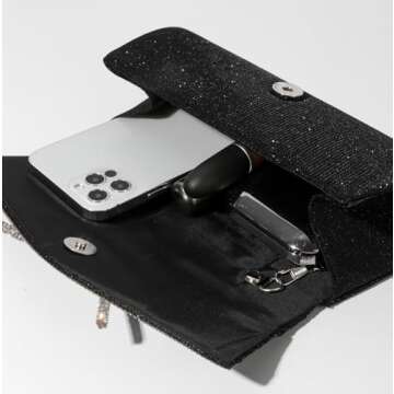 Trisapu Bow Evening Bag Sparkly Clutch Purses for Women Wedding Glitter Rhinestone Party Prom Purse Dressy Clutch Bags Black