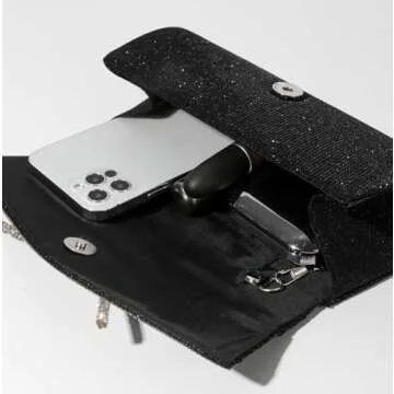 Trisapu Bow Evening Bag Sparkly Clutch Purses for Women Wedding Glitter Rhinestone Party Prom Purse Dressy Clutch Bags Black