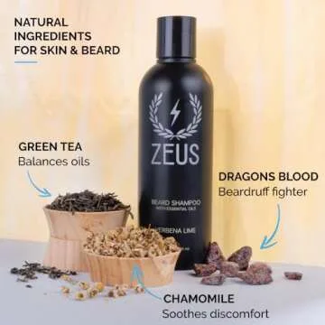 ZEUS Beard Shampoo Wash, Infused with Green Tea & Natural Ingredients to Cleanse and Soften Beard ?...