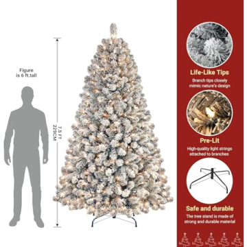 SHareconn 7.5ft Prelit Christmas Tree with Warm Lights