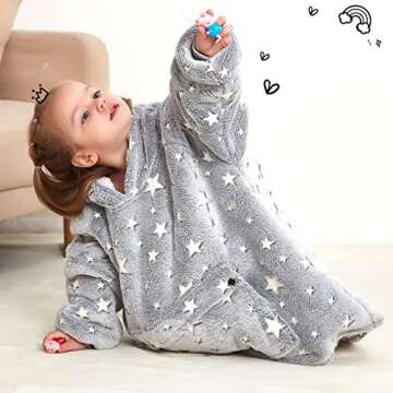 KFUBUO Wearable Blanket Hoodie for Kids Toddlers Sherpa Blanket Sweatshirt With Pocket Cute Hoodies 2-6 Year Old Girl Boy Birthday Gifts
