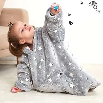 KFUBUO Wearable Blanket Hoodie for Kids Toddlers Sherpa Blanket Sweatshirt With Pocket Cute Hoodies 2-6 Year Old Girl Boy Birthday Gifts