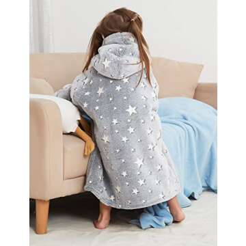 KFUBUO Wearable Blanket Hoodie for Kids Toddlers Sherpa Blanket Sweatshirt With Pocket Cute Hoodies 2-6 Year Old Girl Boy Birthday Gifts