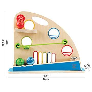 Hape Roller Derby Wooden Marble Racing Toy | Award Winning Marble Run Wooden Puzzle Maze Toddler Toy for Kids, Colorful Dual Sided Mountain of Fun, Multicolor, Model Number: E0430