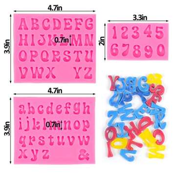 Mity rain 3pcs Letter Molds for Chocolate Covered Strawberries, Silicone Uppercase Lowercase Alphabet Number Fondant Mold for Making Candy, Gummy, Biscuit, Ice Cube Tray, Cake Decorations