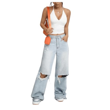 SOLY HUX Women's Sexy Deep V Halter Crop Tops Summer Wear