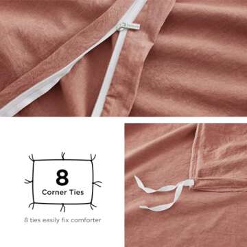 Bedsure 100% Washed Cotton Duvet Cover King Size - Aragon Minimalist Cotton Duvet Cover Linen Like - 3 Pieces GentleSoft™ Plain Simple Bedding Set with 2 Pillow Shams (Aragon, King, 104"x90")