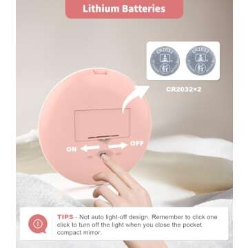 WOBSION Lighted Compact Mirror 1x/10x Magnification