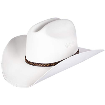 Queue Essentials Western Style Pinch Front Straw Canvas Cowboy Cowgirl Straw Hat (Canvas White, LXL)