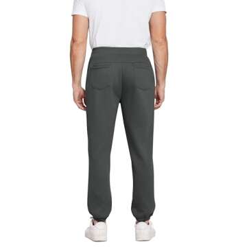 PINSPARK Grey Sweatpants Men Fleece Joggers Cuffed Warm Cotton Workout Pants for Men with Pockets