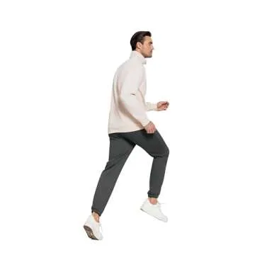 PINSPARK Grey Sweatpants Men Fleece Joggers Cuffed Warm Cotton Workout Pants for Men with Pockets