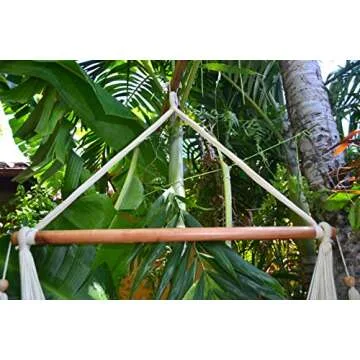 Handmade Macrame Chair - Hanging Rope Hammock Chair - All Natural Indoor or Outdoor Porch Swing Patio Swing Chair (Off-White)
