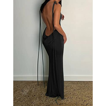 Elegant LILLUSORY Backless Velvet Dress for Women