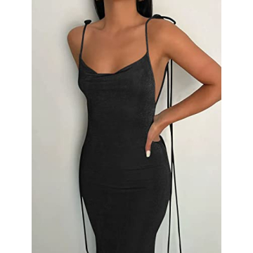 Elegant LILLUSORY Backless Velvet Dress for Women