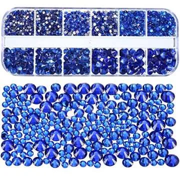 TecUnite Flat Back Royal Blue Rhinestones for Crafts 2000 Pieces