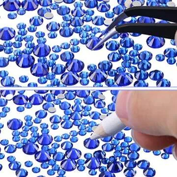 TecUnite Flat Back Royal Blue Rhinestones for Crafts 2000 Pieces