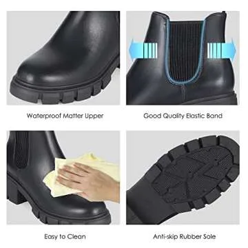 Athlefit Women's Stylish Chelsea Boots with Chunky Heel