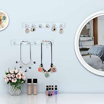 AITEE Necklace Holder, Acrylic Necklace Organizer Wall Mounted with 6 Hooks, for Hanging Necklace, Jewelry, Bangles, Bracelets and Rings, Best Gifts for Girls and Women(2 PACK)