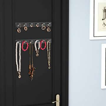 AITEE Necklace Holder, Acrylic Necklace Organizer Wall Mounted with 6 Hooks, for Hanging Necklace, Jewelry, Bangles, Bracelets and Rings, Best Gifts for Girls and Women(2 PACK)