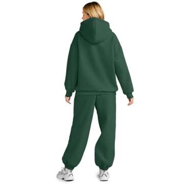 AUTOMET Sweatsuits Women 2 Piece Outfit Lounge Two Piece Sets Fall Fashion 2025 Tracksuits Oversized Sweatshirt and Sweatpants Casual Teen Girls Clothing DarkGreen S