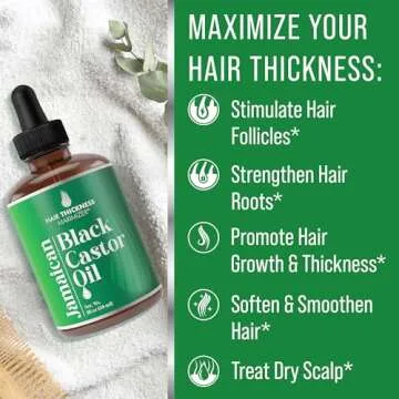 Jamaican Black Castor Oil for Hair Growth - Women and Mens Hair Oil for Dry Scalp Treatment - For Dry, Frizzy, Weak Hair, Hair Loss - 1oz - Non Toxic Hair Growth and Thickness Oil