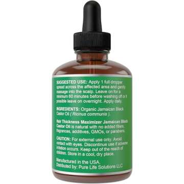 Jamaican Black Castor Oil for Hair Growth - Women and Mens Hair Oil for Dry Scalp Treatment - For Dry, Frizzy, Weak Hair, Hair Loss - 1oz - Non Toxic Hair Growth and Thickness Oil
