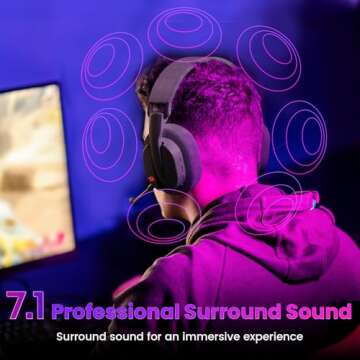 Redragon H888 Wireless Gaming Headset - 7.1 Surround Sound, Tri-Mode Connectivity, Lightweight & Com...
